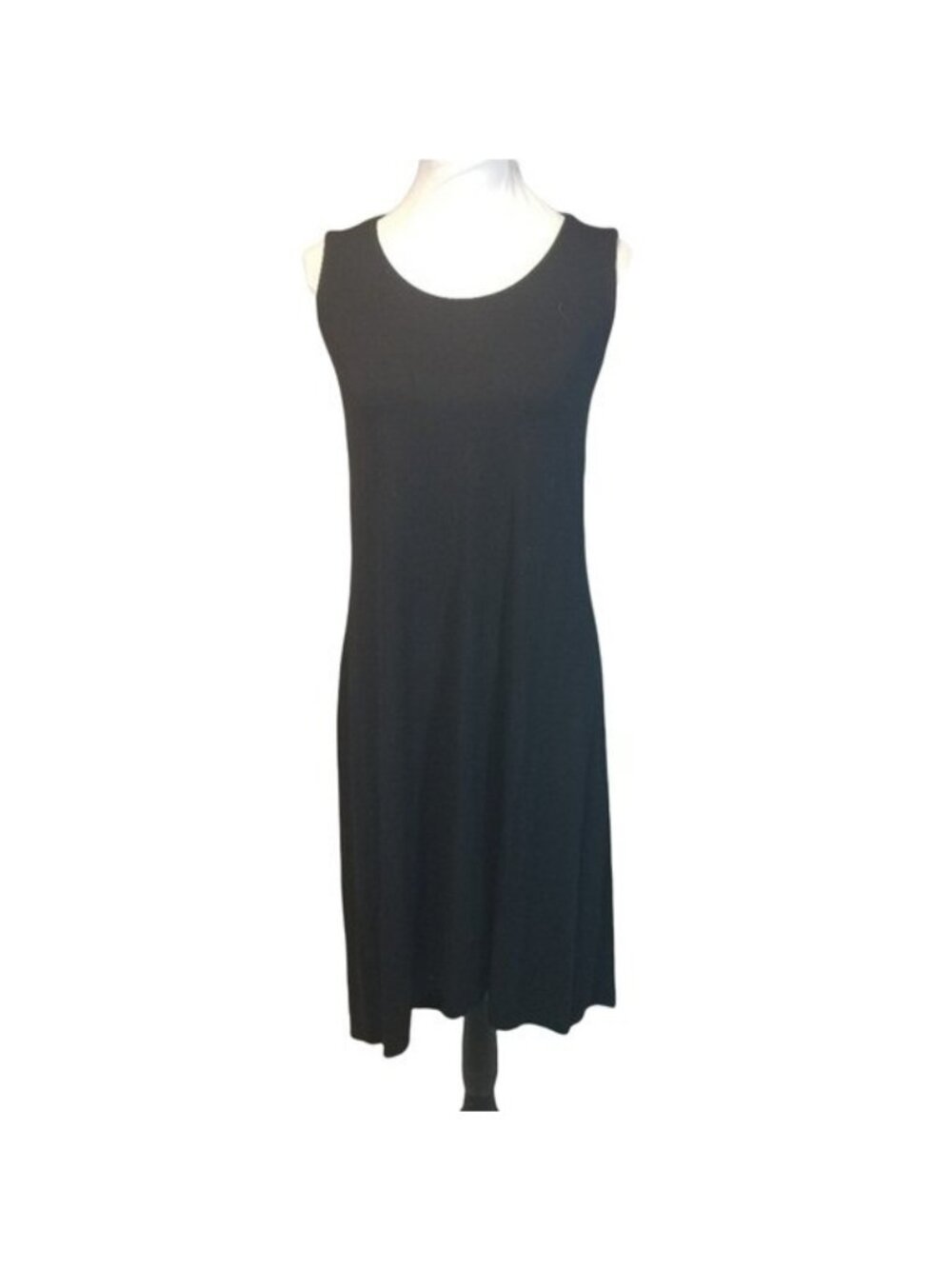 vtg Chicos black slinky knit sleeveless stretch jersey travelers dress M usa